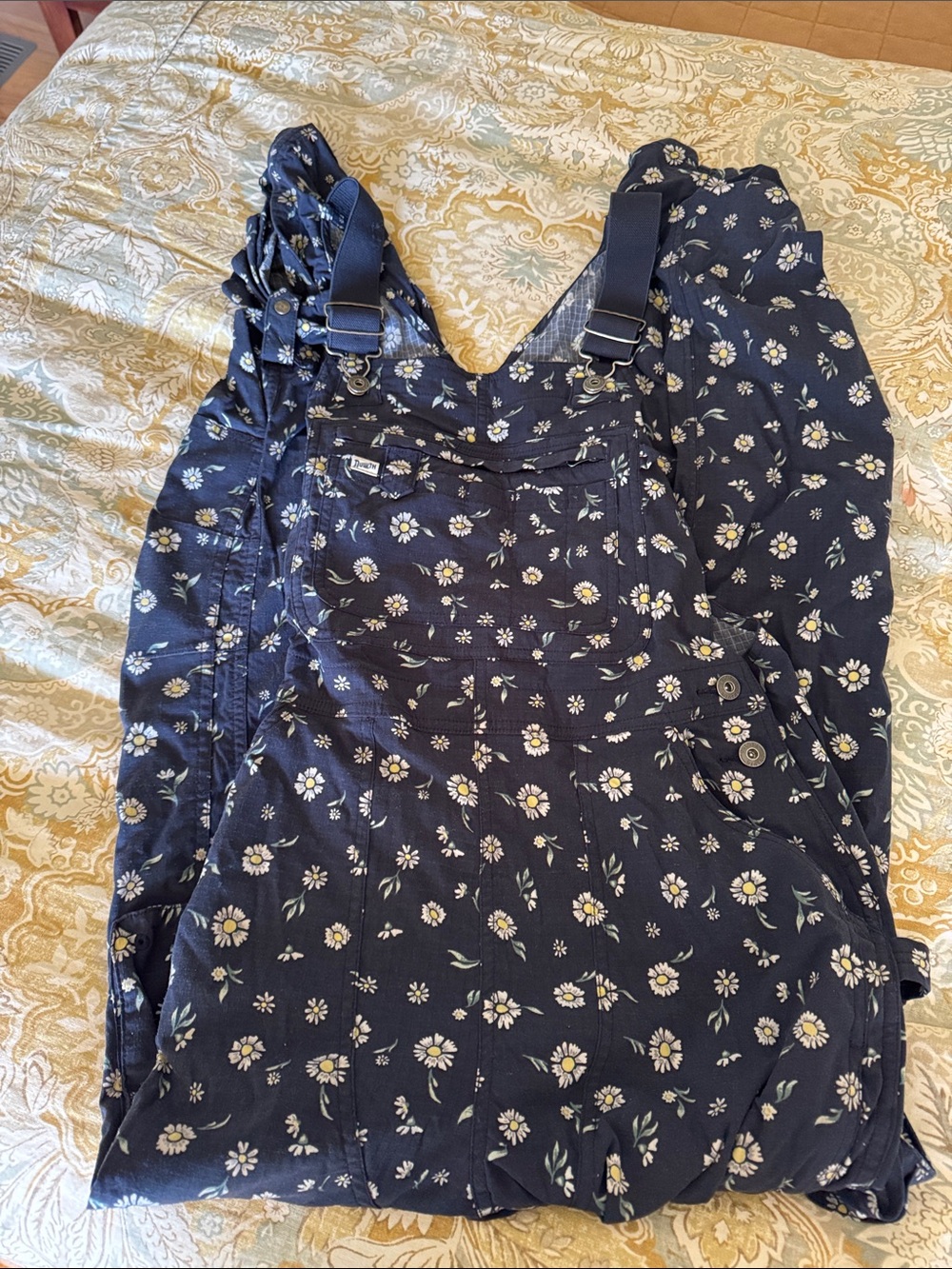 Duluth Trading Co Navy Daisy Print Women's Overalls